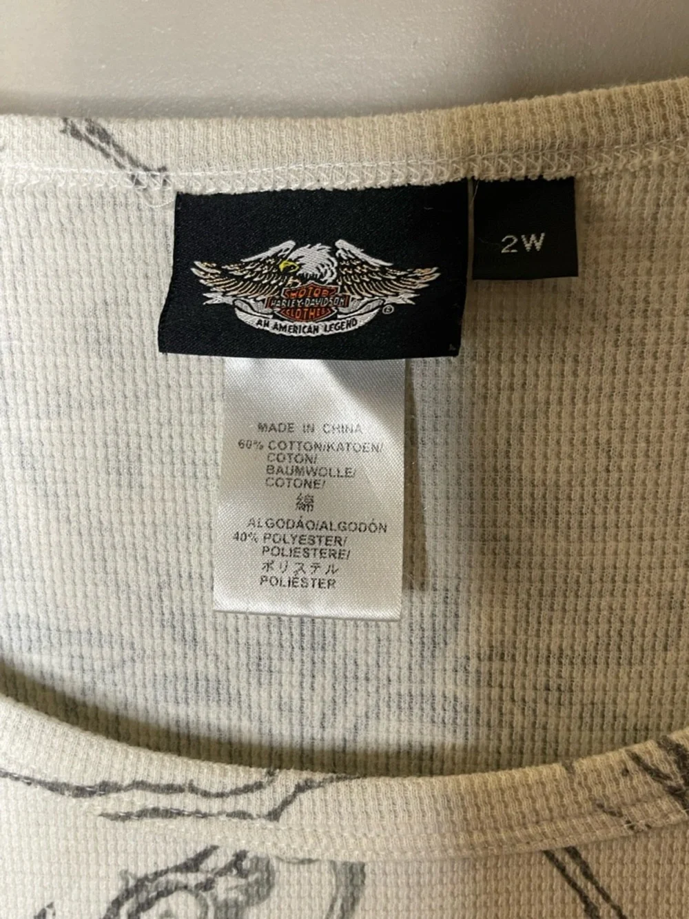 Harley-Davidson White 3/4 Sleeve Tee with Rhinestones and Wings Sz 2X - Picture 5 of 8